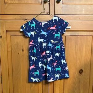 Mini Boden Kids Dress - Blue with Multicolor Unicorns